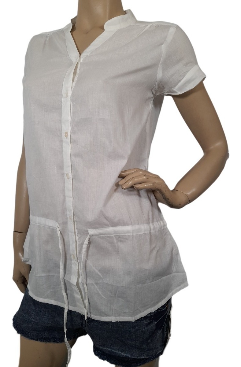Camisa Blanca Mujer Algodon Manga Corta - Imagen 2
