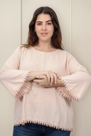 Blusa Remera Detalle Puntilla Manga Oxford Talle Grande