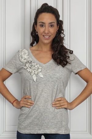 Remera Basica Lisa Corta Algodon Aplique Talle Grande