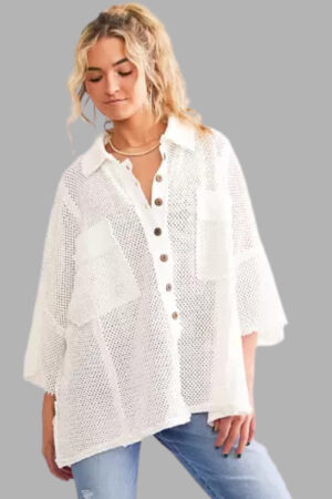 Blusa Free People Stay On Oversized Shirt Crochet Algodon
