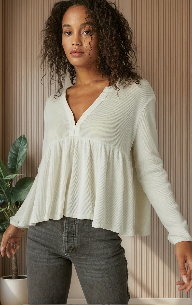 Blusa Lucky Brand Waffle Peplum Top Talle Grande Algodón100% - Imagen 8
