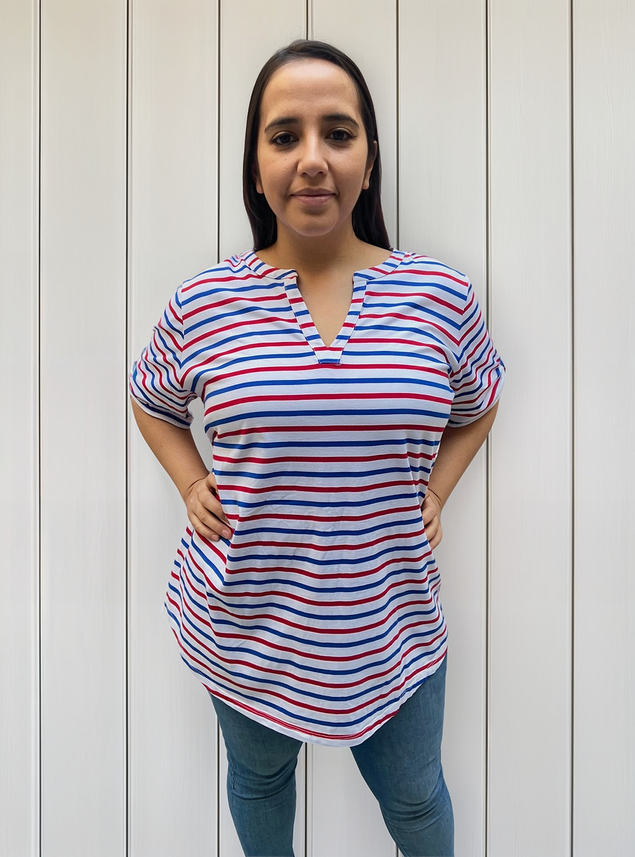 Remera Kim Rogers Rayada Talle Grande Importado - Imagen 8