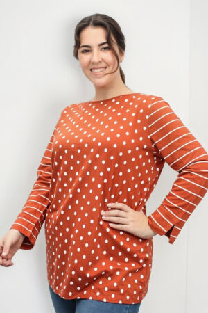 Remera Kim Rogers Print Lunares Rayas Amplia Importada