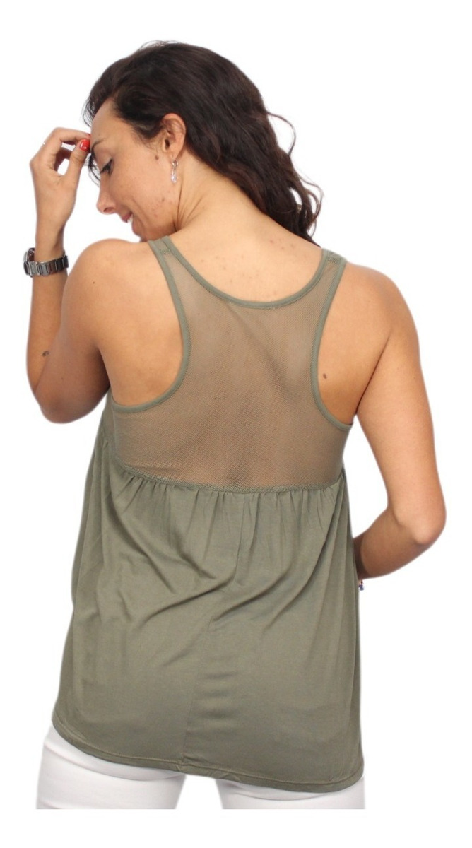 Musculosa Lisa Red Botones Amplia Importada - Imagen 7