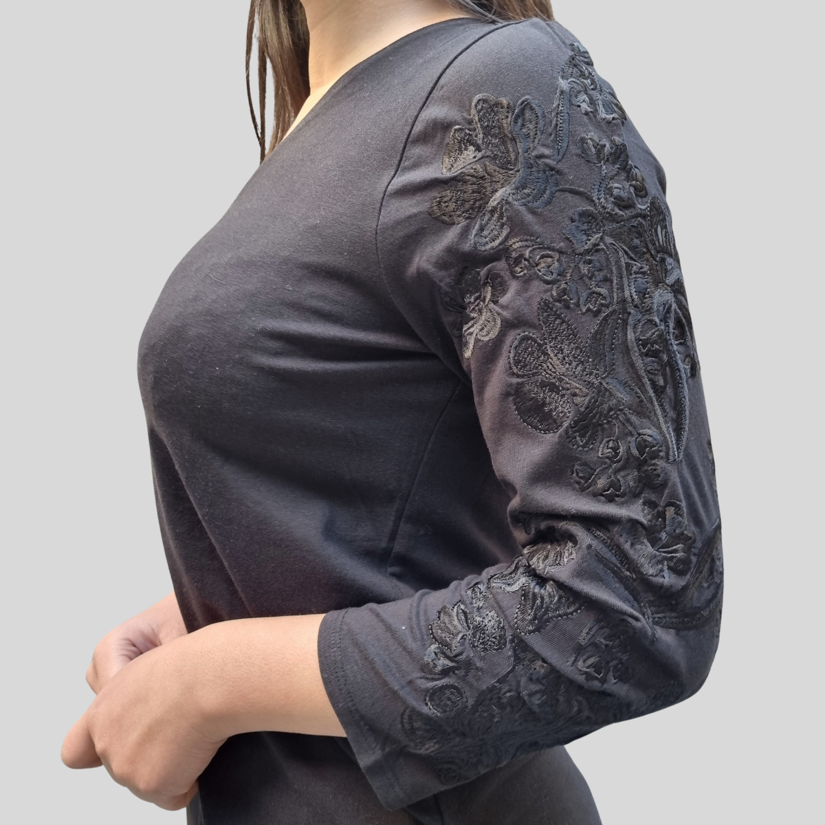 Blusa Remera Manga 3/4 Bordado Mujer Calidad Premium - Imagen 4