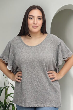 Remera Lisa Broderie Algodon Corta Talle Grande Importada