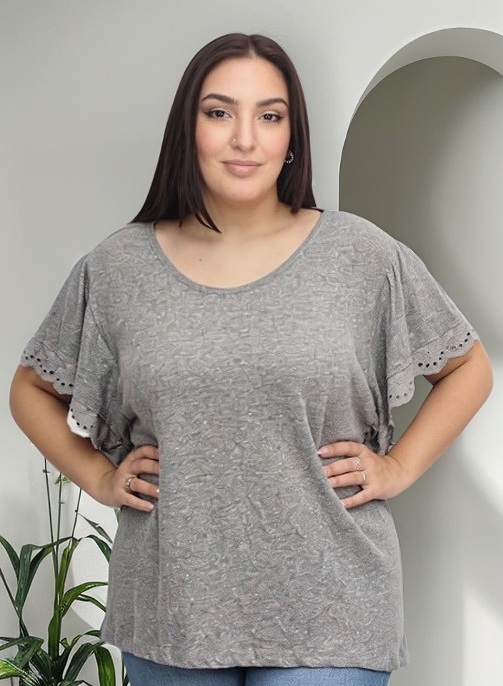 Remera Lisa Broderie Algodon Corta Talle Grande Importada