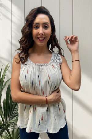 Blusa Remera Manga Corta Algodon Bordada Amplia