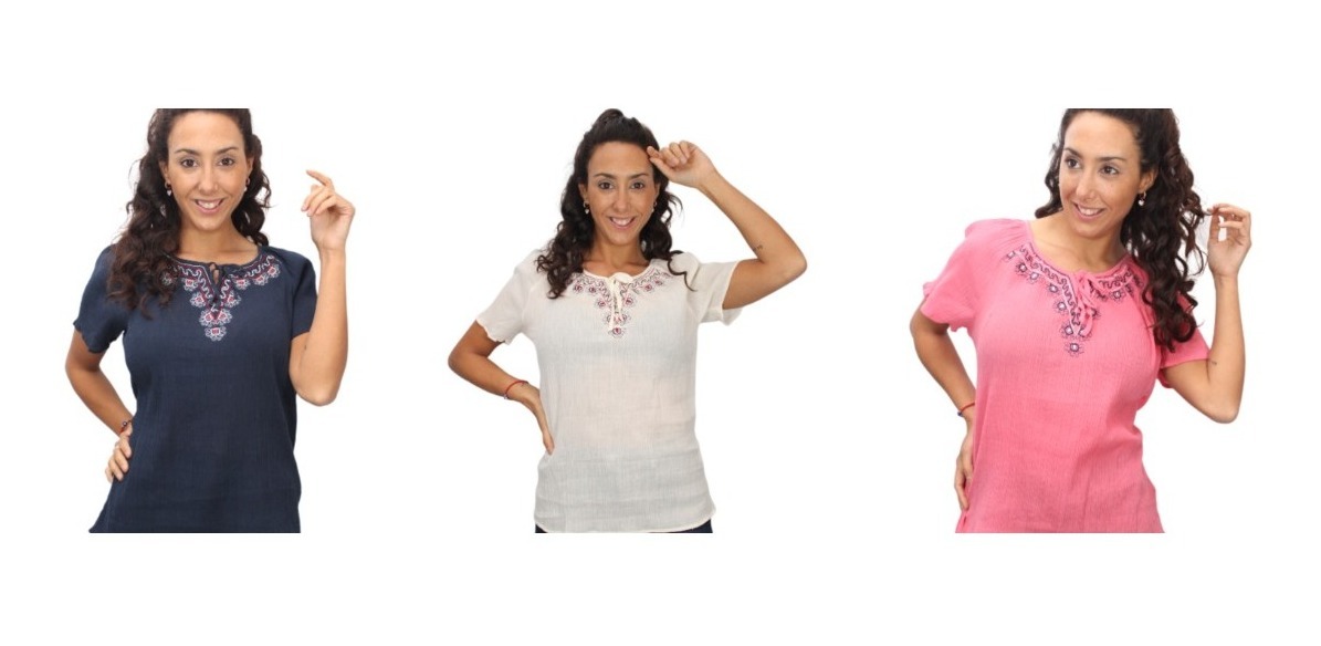 Blusa Bambula Bordada Con Cordon Amplia Importada - Imagen 6