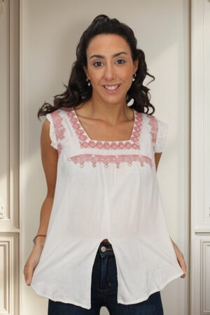 Blusa Blanca Mujer Verano Bordada Importada