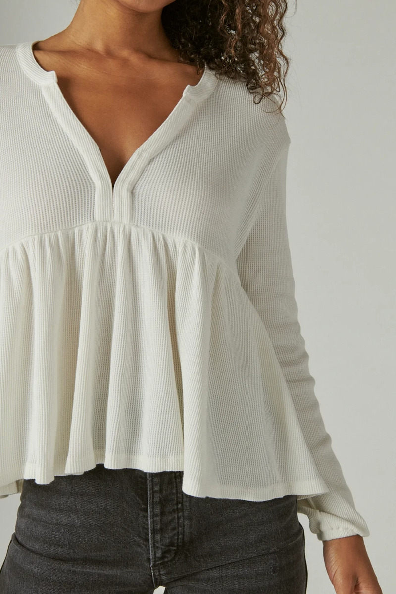 Blusa Lucky Brand Waffle Peplum Top Talle Grande Algodón100% - Imagen 9