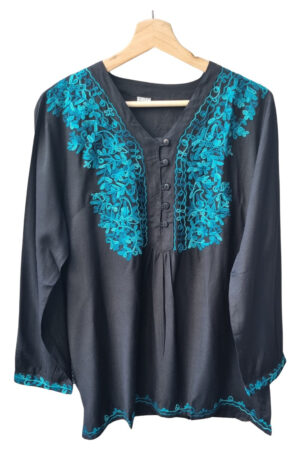 Blusa Hindu Janta Bordada Kashmir Abotonada Amplia