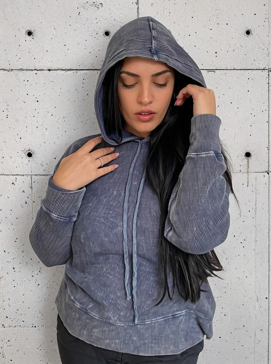 Buzo Hoodie Grandes Texturado Degastado Suave - Imagen 7