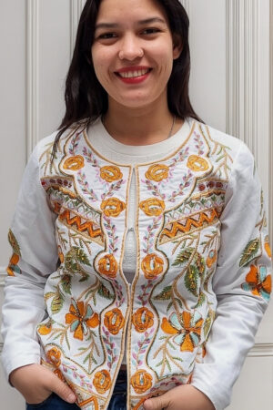 Saco Chaqueta Hindú Mujer Bordada Canutillo Broches Bronce