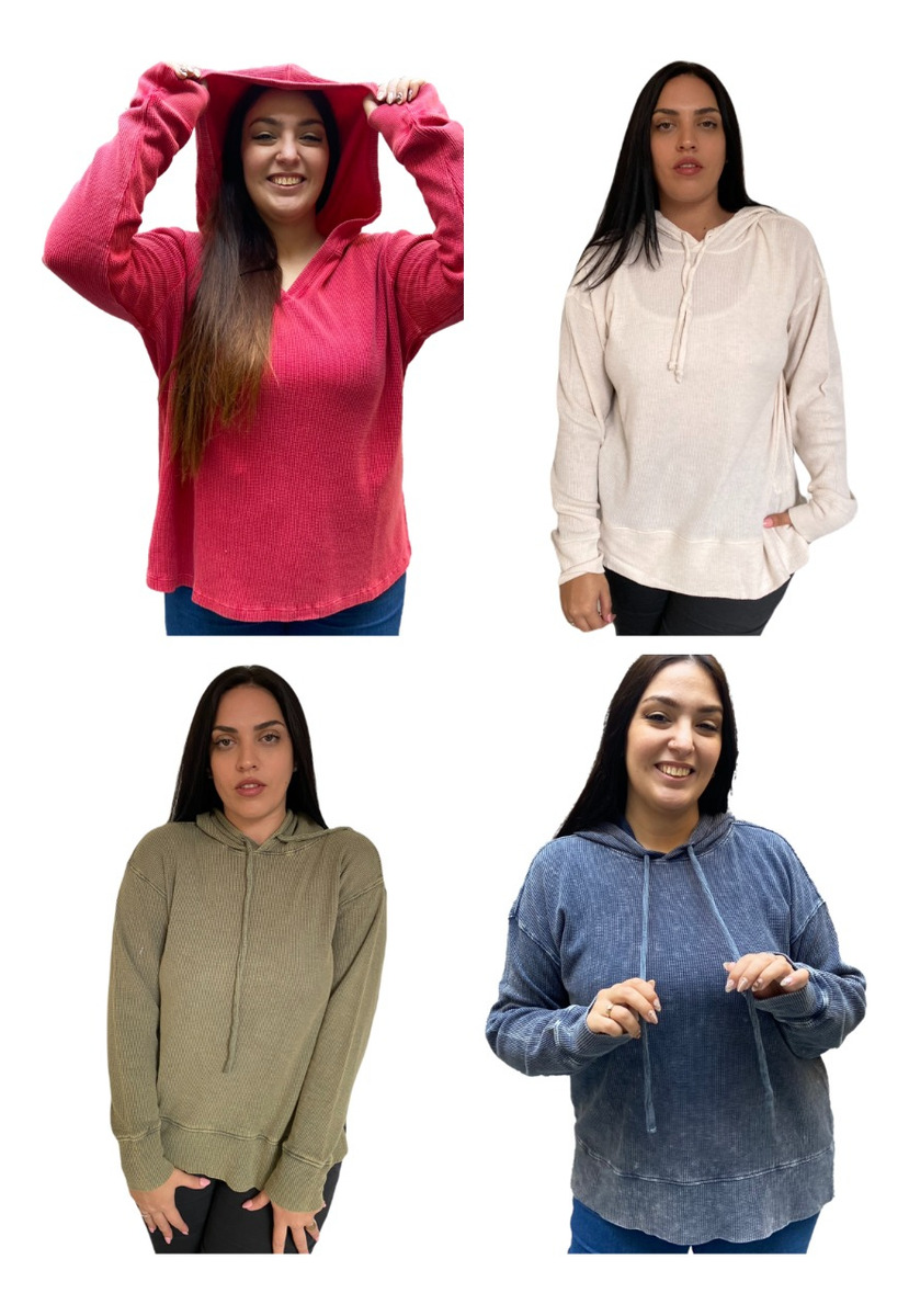 Buzo Kanguro Sweater Texturado Degastado Suave Importado - Imagen 16