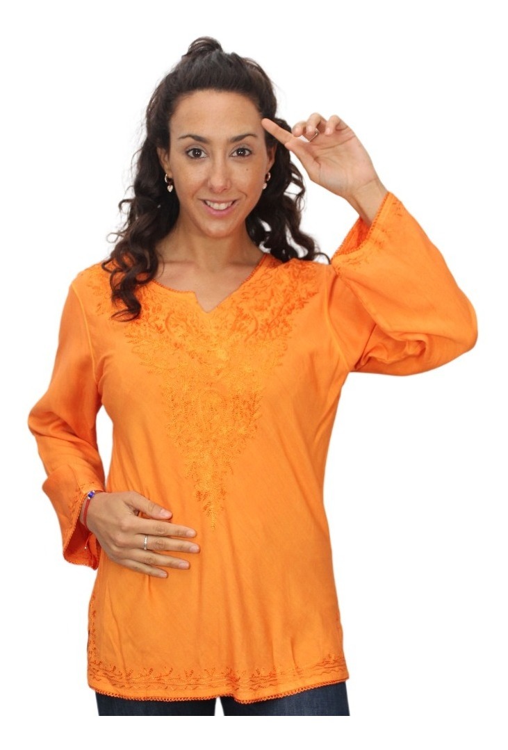 Blusa Janta Bordada Lisa Abotonada Super Liviana T. Único - Imagen 16