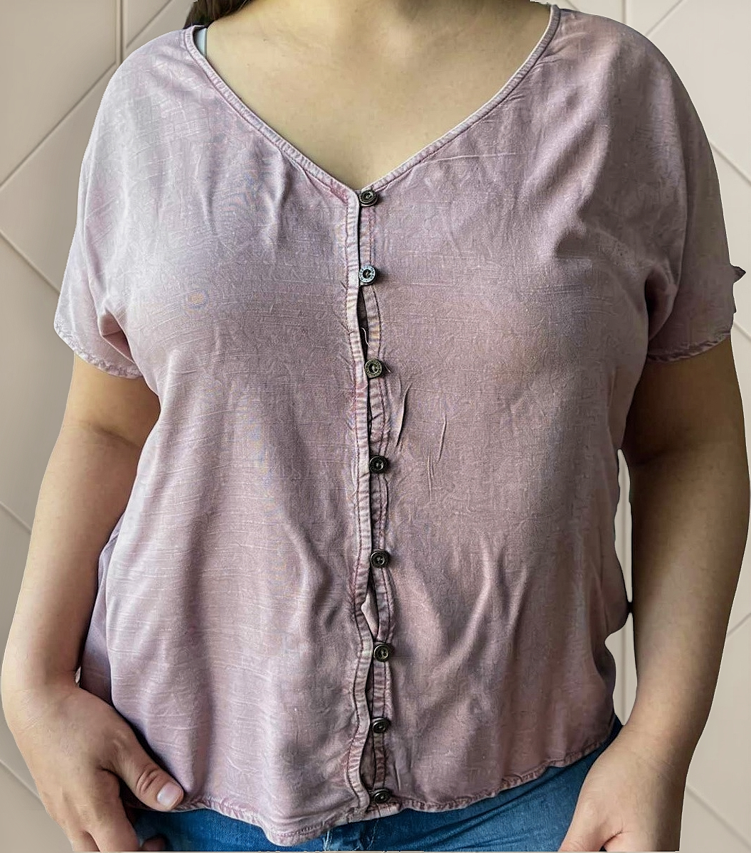 Blusa Mujer Lisa Verano Abotonada Talle Grande Importada