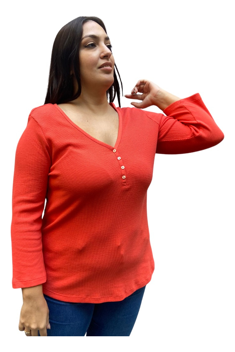 Remera Blusa Mujer Talles Grandes Manga Tres Cuartos Algodón - Imagen 31