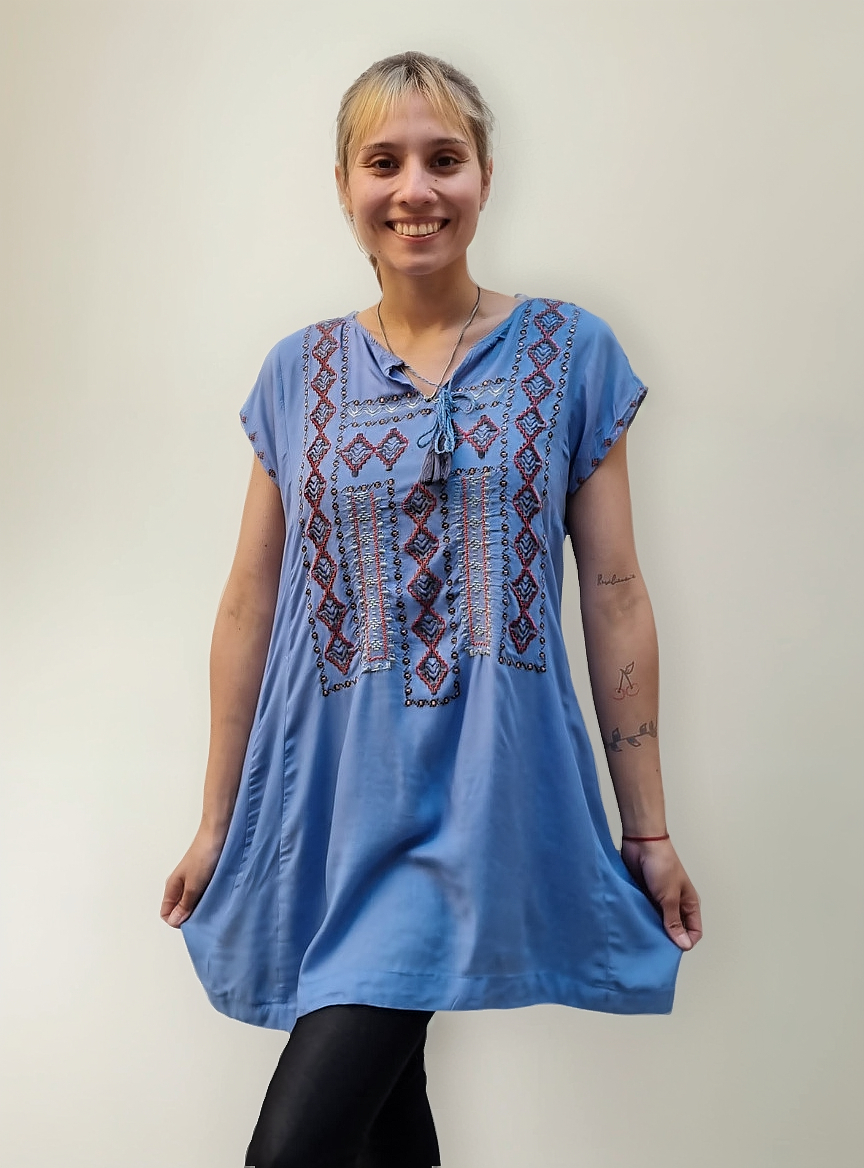 Blusa Vestido Bordado Cordon Talles Grandes - Imagen 17