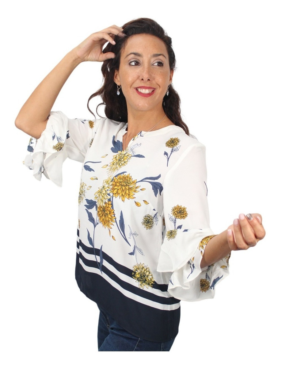 Blusa Ann Taylor Gasa Floreada Importada India - Imagen 4