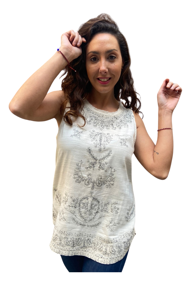 Blusa Remera Manga Corta Algodon Bordada Amplia - Imagen 9