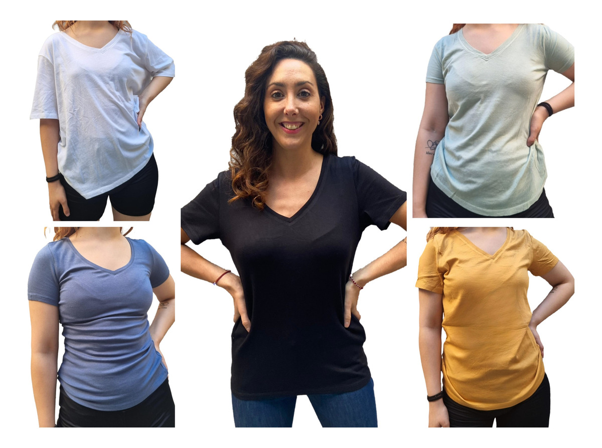 Remera Básica Manga Corta Calidad Premium Cuello V Importada - Imagen 16