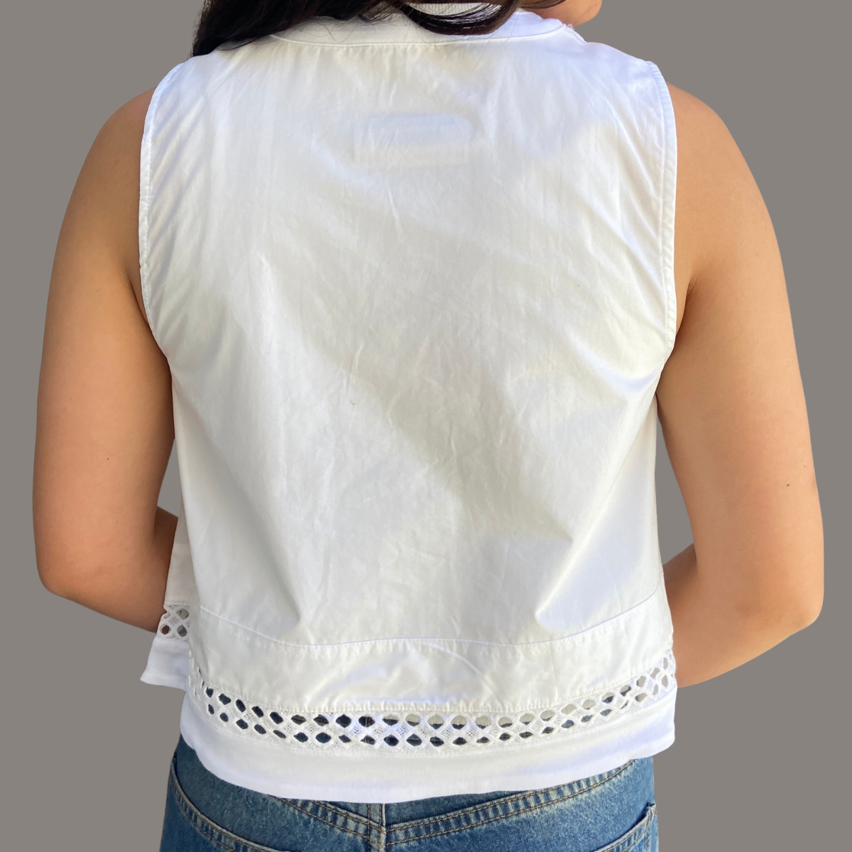 Blusa Bambula Panel Print Detalles Puntilla Amplia Importada - Imagen 22