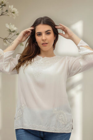 Blusa Janta Manga Abierta Bordada Lentejuelas Importada