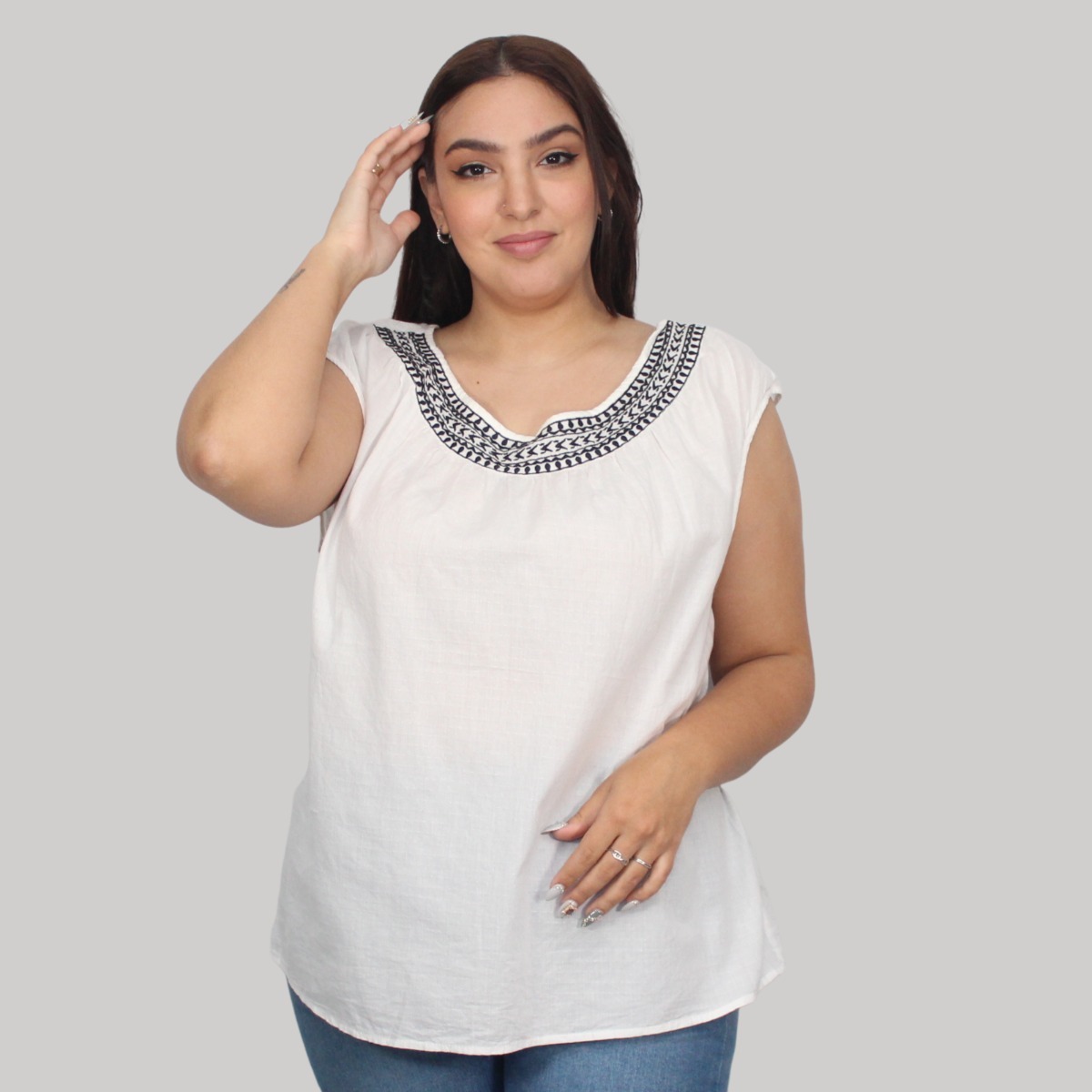 Blusa Bordado Blanco Algodon Importada - Imagen 20