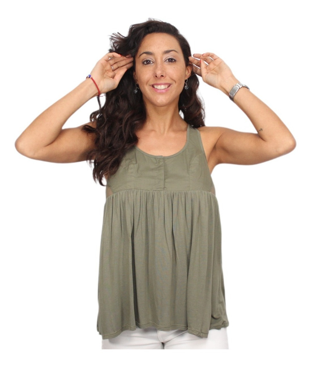 Musculosa Lisa Red Botones Amplia Importada - Imagen 6