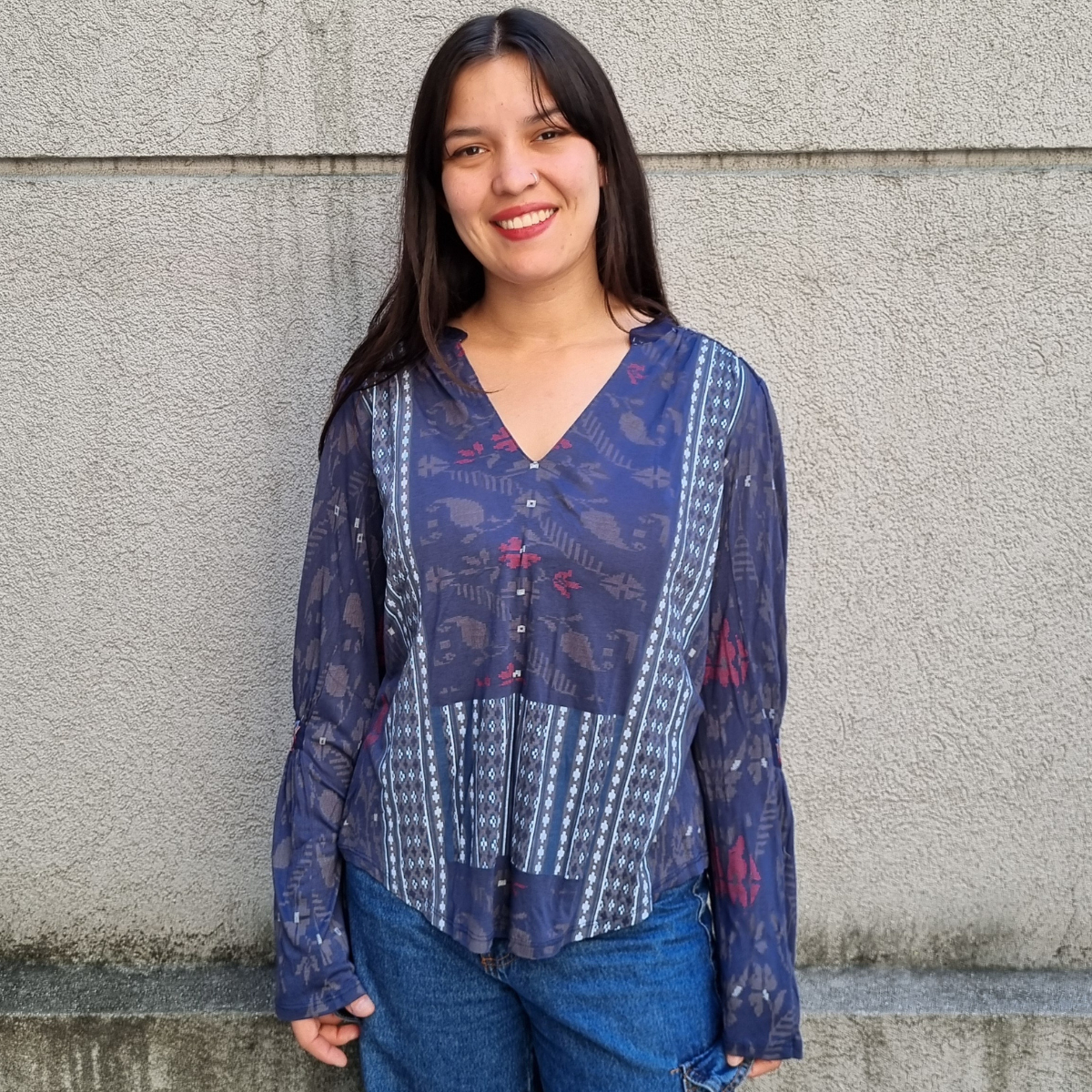 Remera Lucky Brand Usa M/larga Bordada Importada Imperdible! - Imagen 2