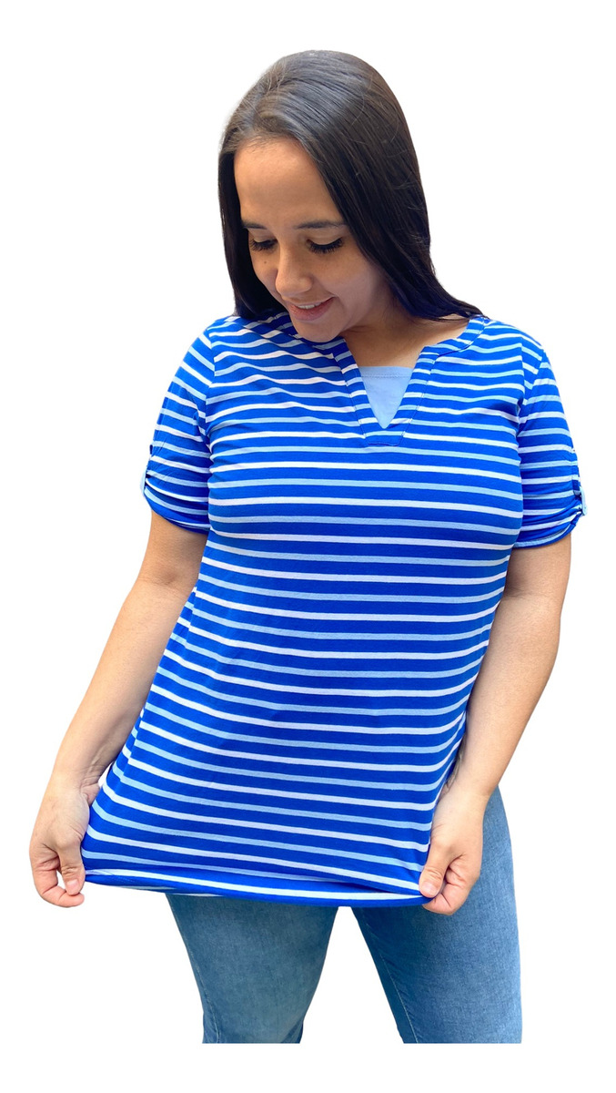 Remera Kim Rogers Rayada Talle Grande Importado - Imagen 2