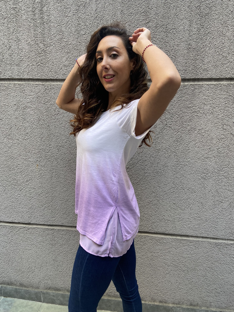 Remera Blusa Degrade Volado Gasa Talle Grande Importado - Imagen 5