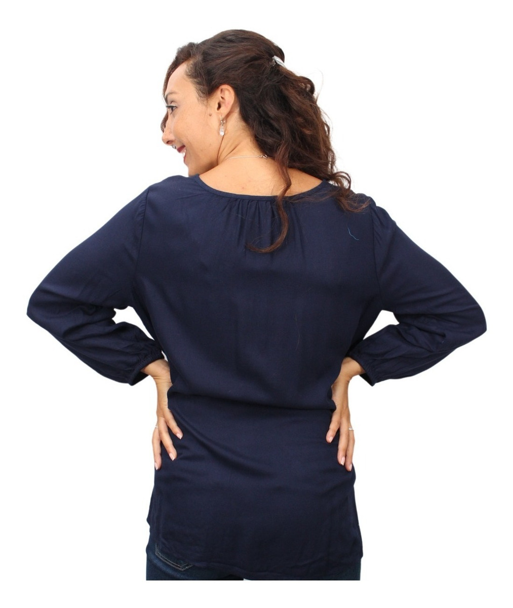 Blusa Old Navy Azul C/bordados Bordo Viscos M/l Y T. Grande - Imagen 6