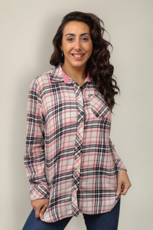 Camisa Mujer Cuadrille Manga Larga Talle Grande