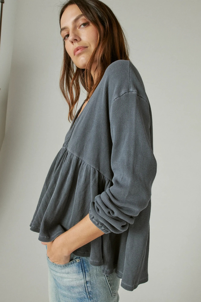 Blusa Lucky Brand Waffle Peplum Top Talle Grande Algodón100% - Imagen 2