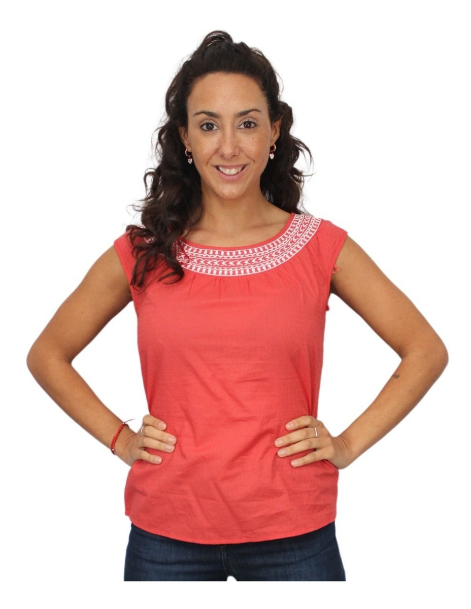 Blusa Bordado Blanco Algodon Importada - Imagen 4