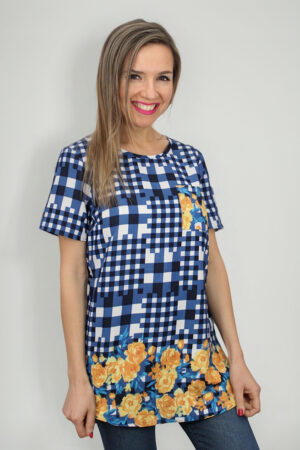 Blusa Moderno Gasa Cuadrille Floreada Importada