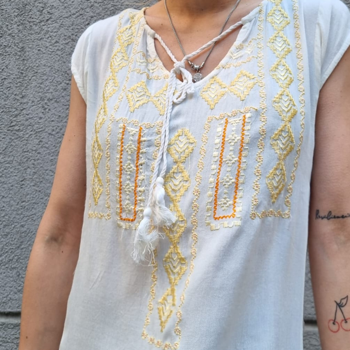 Blusa Vestido Bordado Cordon Talles Grandes - Imagen 10