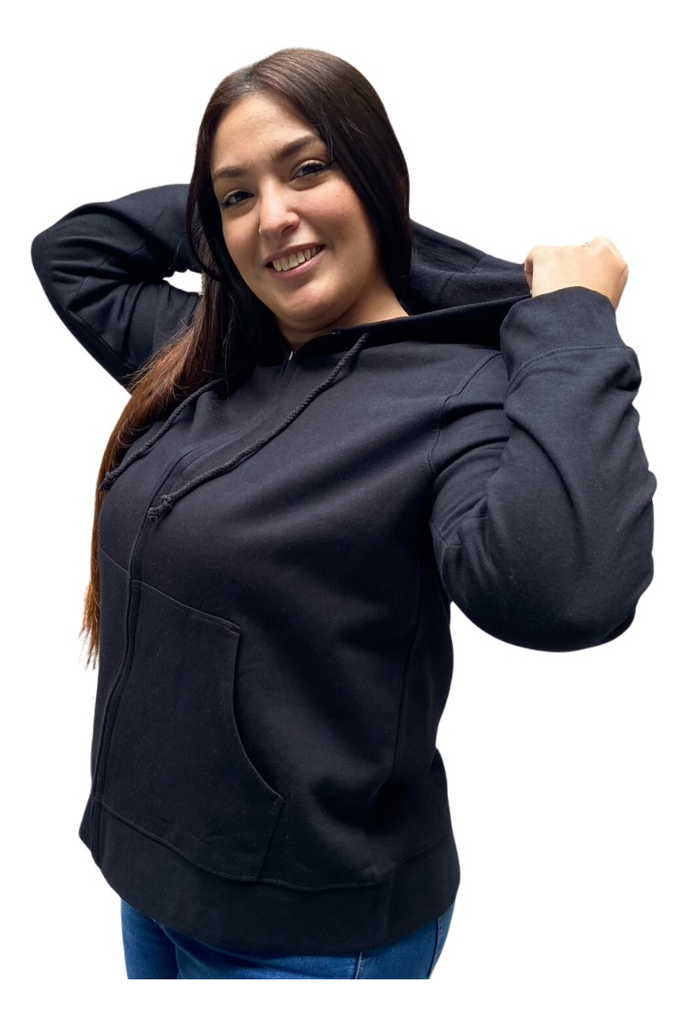 Campera Hoodie Mujer Talles Grandes Abrigada Algodón Premium - Imagen 25