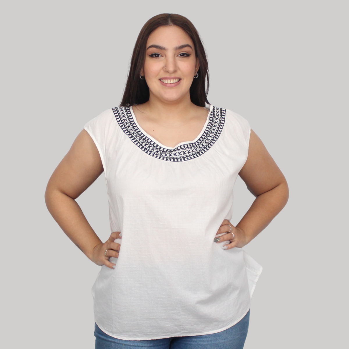 Blusa Bordado Blanco Algodon Importada - Imagen 18