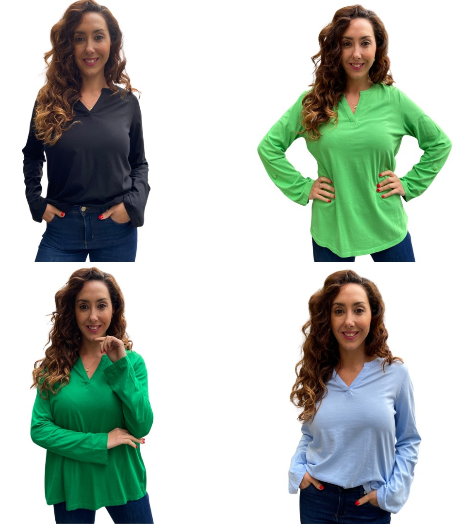 Blusa Remera Básica Mujer Escote En V Amplia Calidad Premium - Imagen 4