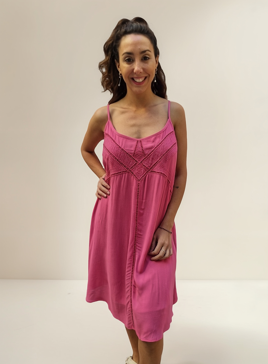 Vestido Solero Corto Broderie Viscosa Verano