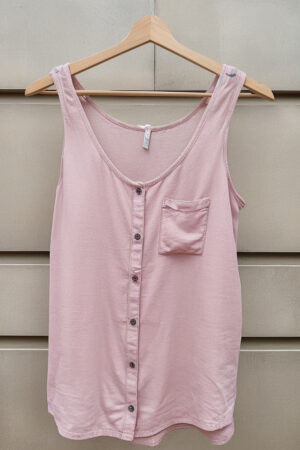 Blusa Mujer Lisa Sin Manga Abotonada Talle Grande Importada