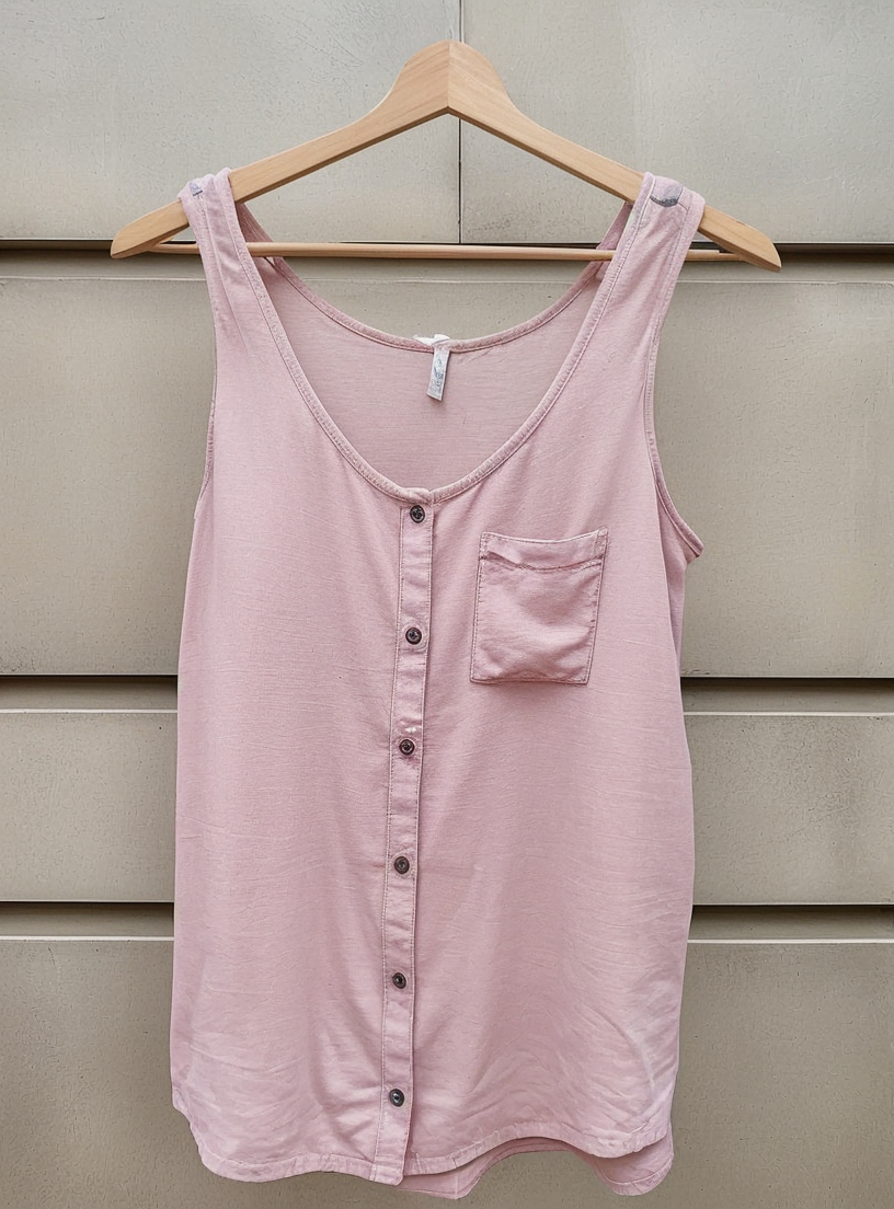 Blusa Mujer Lisa Sin Manga Abotonada Talle Grande Importada