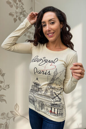 Remera Blusa Desigual Manga Larga Algodón Paris Amsterdam