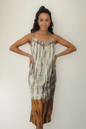 Vestido Gasa Largo Print Detalles Dorados Fiesta