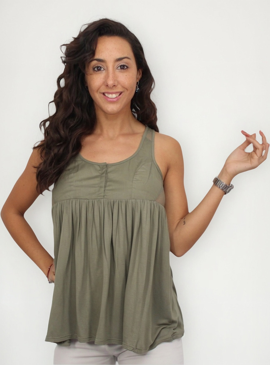 Musculosa Lisa Red Botones Amplia Importada