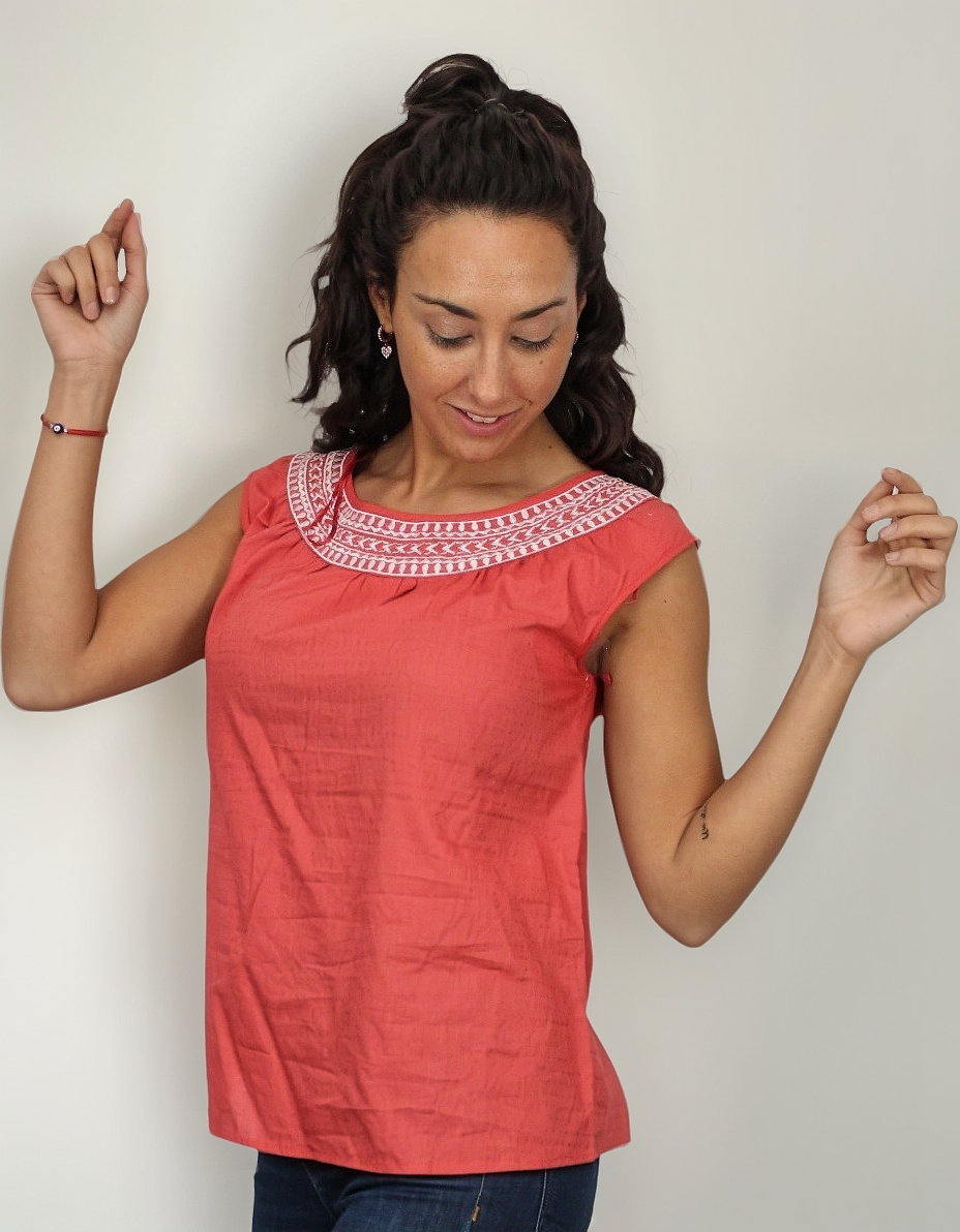 Blusa Bordado Blanco Algodon Importada