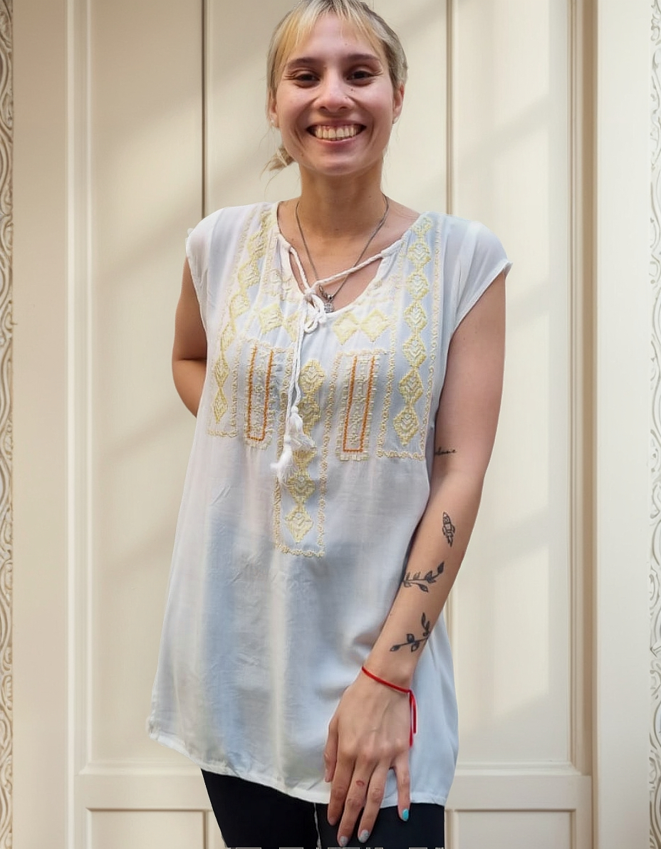 Blusa Vestido Bordado Cordon Talles Grandes - Imagen 9